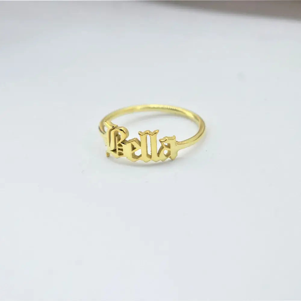 Old English Font Nameplate Ring