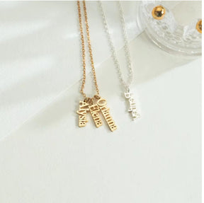 Customized Vertical Name Necklace Personalized Hang Tag Name Jewelry Gift For Mom