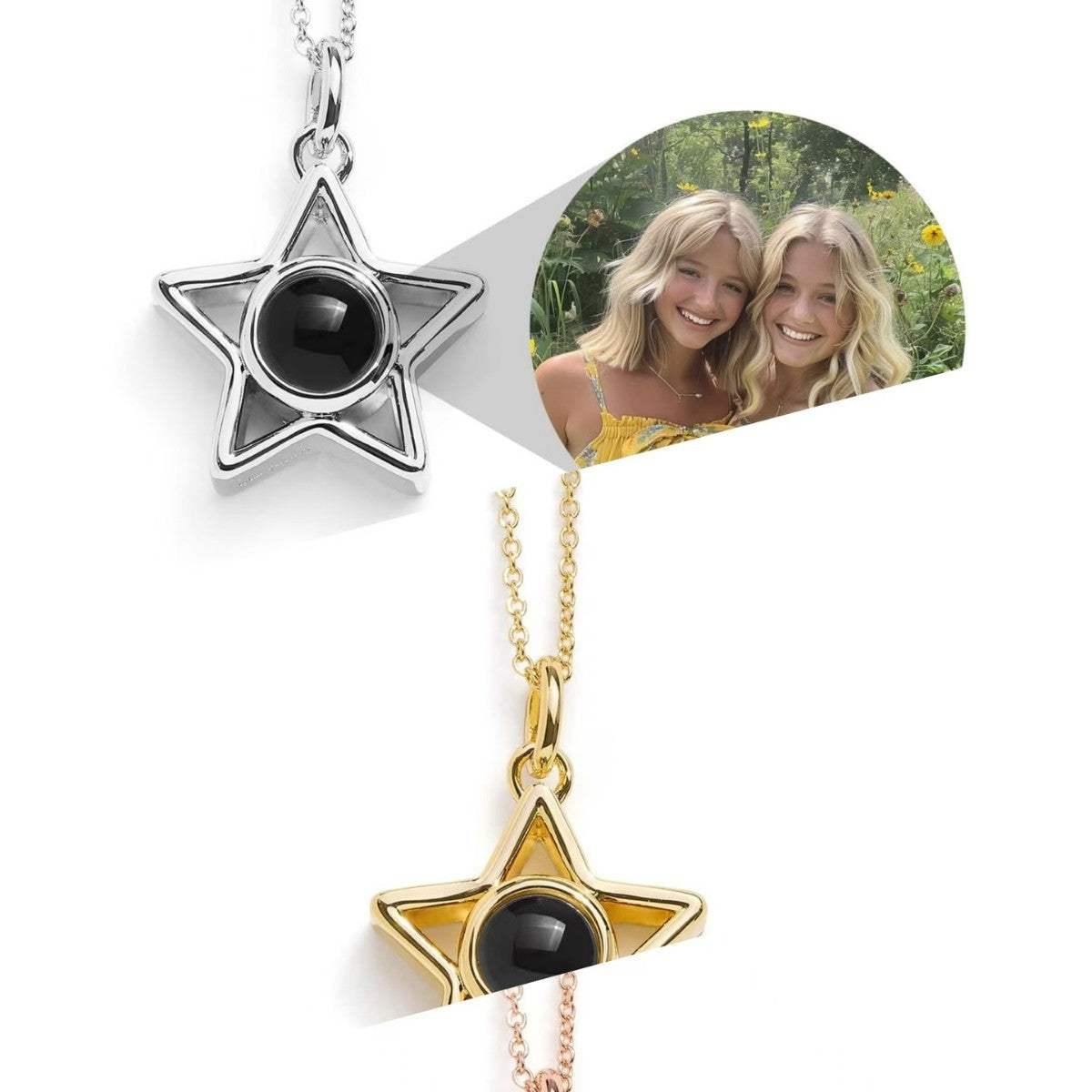 Pentagram Clavicle Chain Projection Pendant Necklace