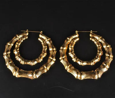 Geometric Bamboo Hoops for Women