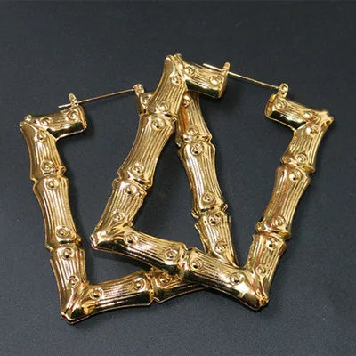 Geometric Bamboo Hoops for Women