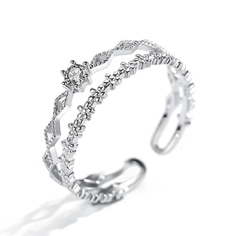 925 Sterling Silver Flower Lace Ring