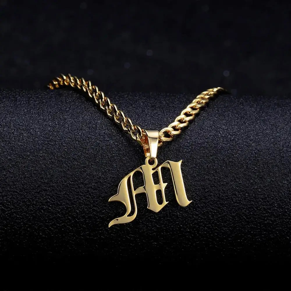 Old English Initial Necklace