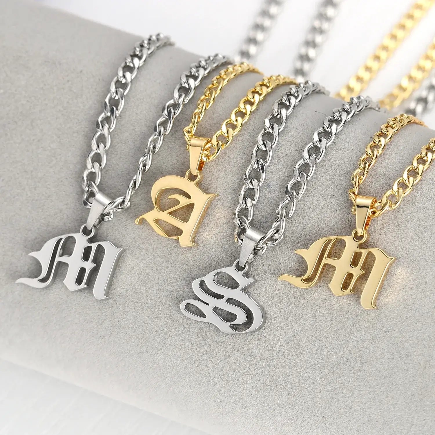 Old English Initial Necklace