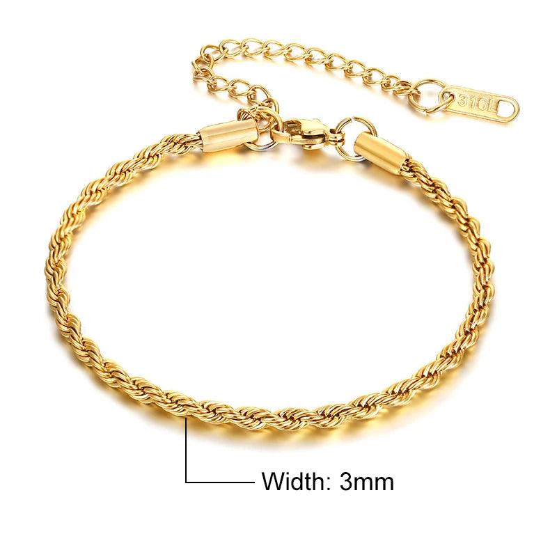 Chic Flash Twisted Rope Chain Bracelets For Women