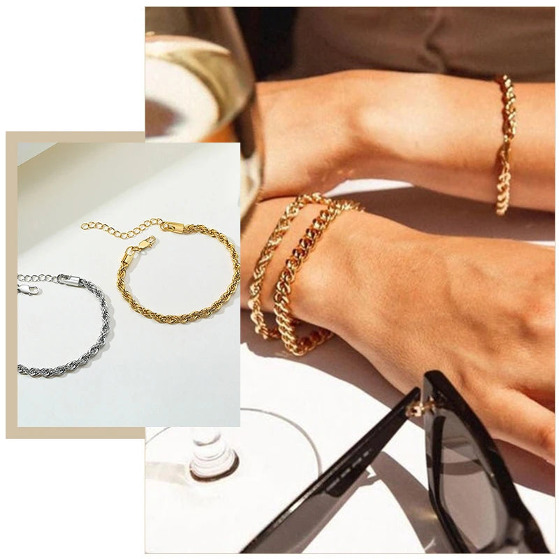 Chic Flash Twisted Rope Chain Bracelets For Women