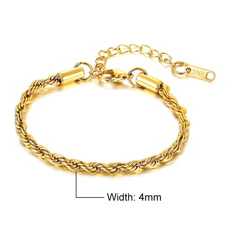 Chic Flash Twisted Rope Chain Bracelets For Women