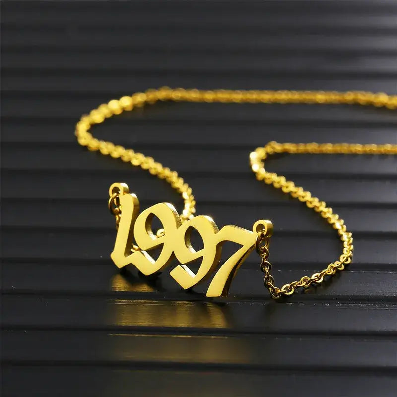 Old English Number Necklace