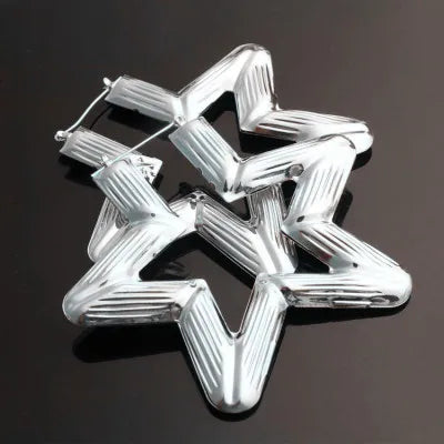 Geometric Bamboo Hoops for Women