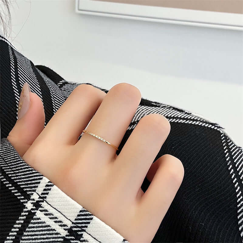 8 Fine Diamonds Ins Simple Temperament Basic Fine Ring Female AccessoriesCJLX233178306FU8 Fine Diamonds Simple Ring - Gold Titanium Steel