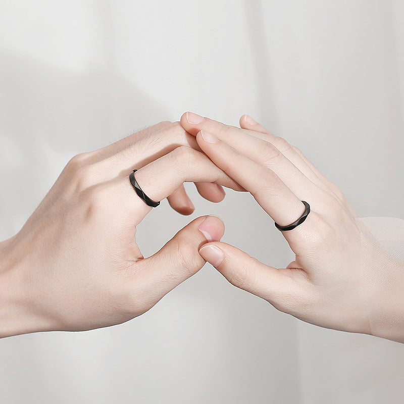 Black And White Diamond Couple Rings Argent Pur PairsCJLX233986106FUBlack and White Diamond Couple Rings - Argent Pur Pairs