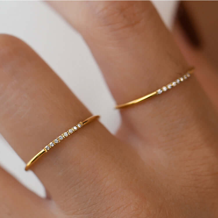 8 Fine Diamonds Ins Simple Temperament Basic Fine Ring Female AccessoriesCJLX233178306FU8 Fine Diamonds Simple Ring - Gold Titanium Steel