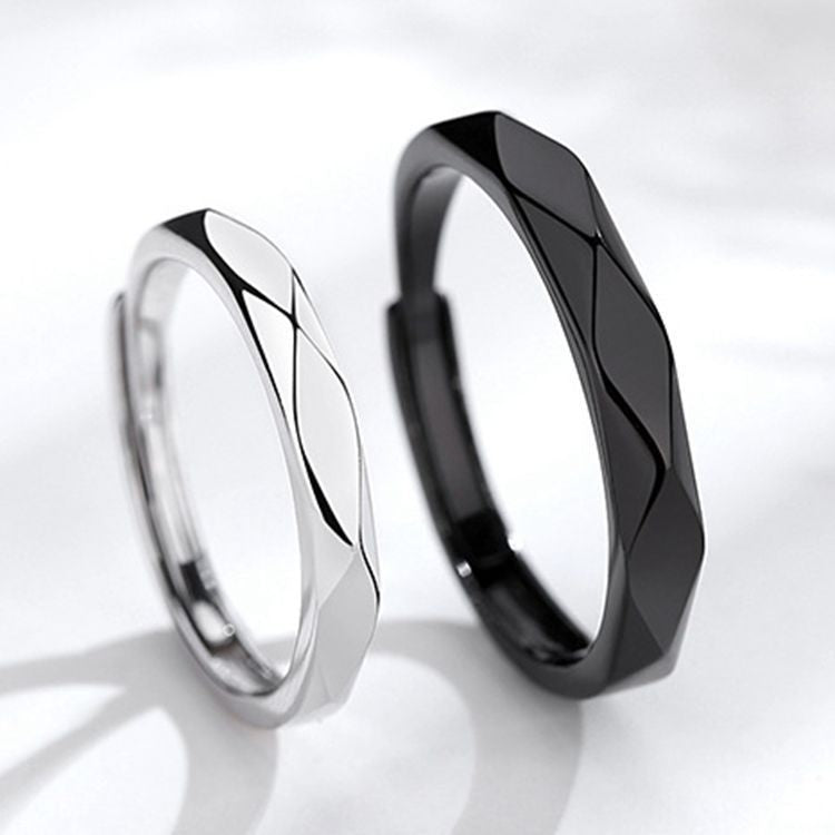 Black And White Diamond Couple Rings Argent Pur PairsCJLX233986106FUBlack and White Diamond Couple Rings - Argent Pur Pairs
