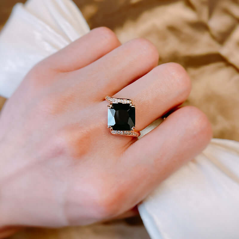 Women's Fashion Personalized Retro Style Black Zircon RingCJLX232957305EVWomen's Personalized Retro Black Zircon Ring