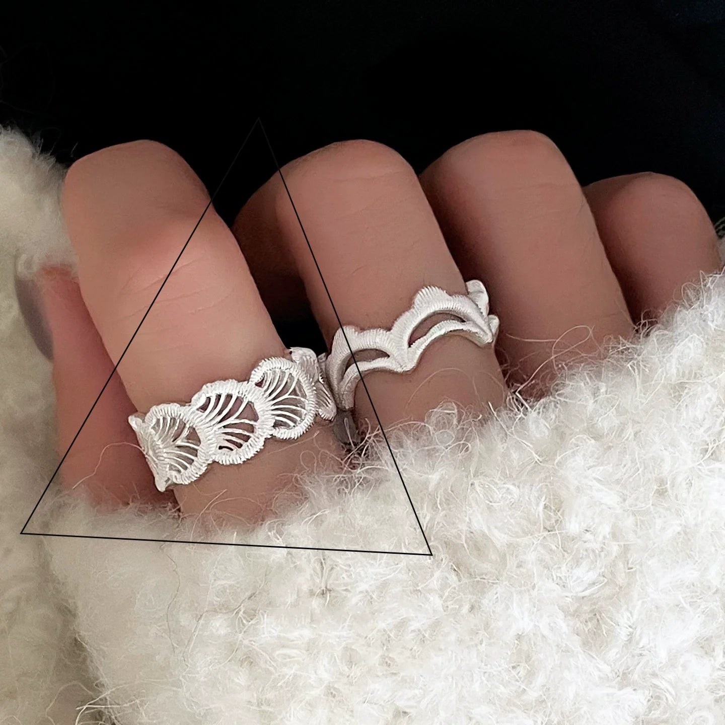 925 Sterling Silver Flower Lace Ring