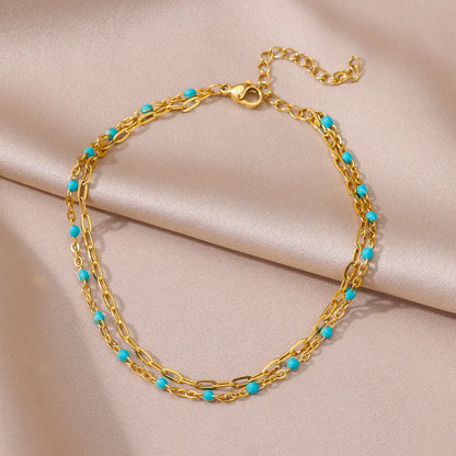 Gold Pearl Chain Anklet For Women