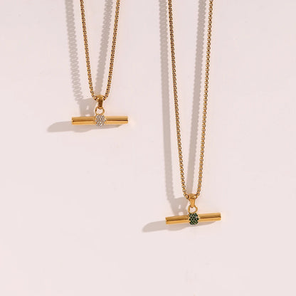 Minimalist Green Zircon Pendant Necklace