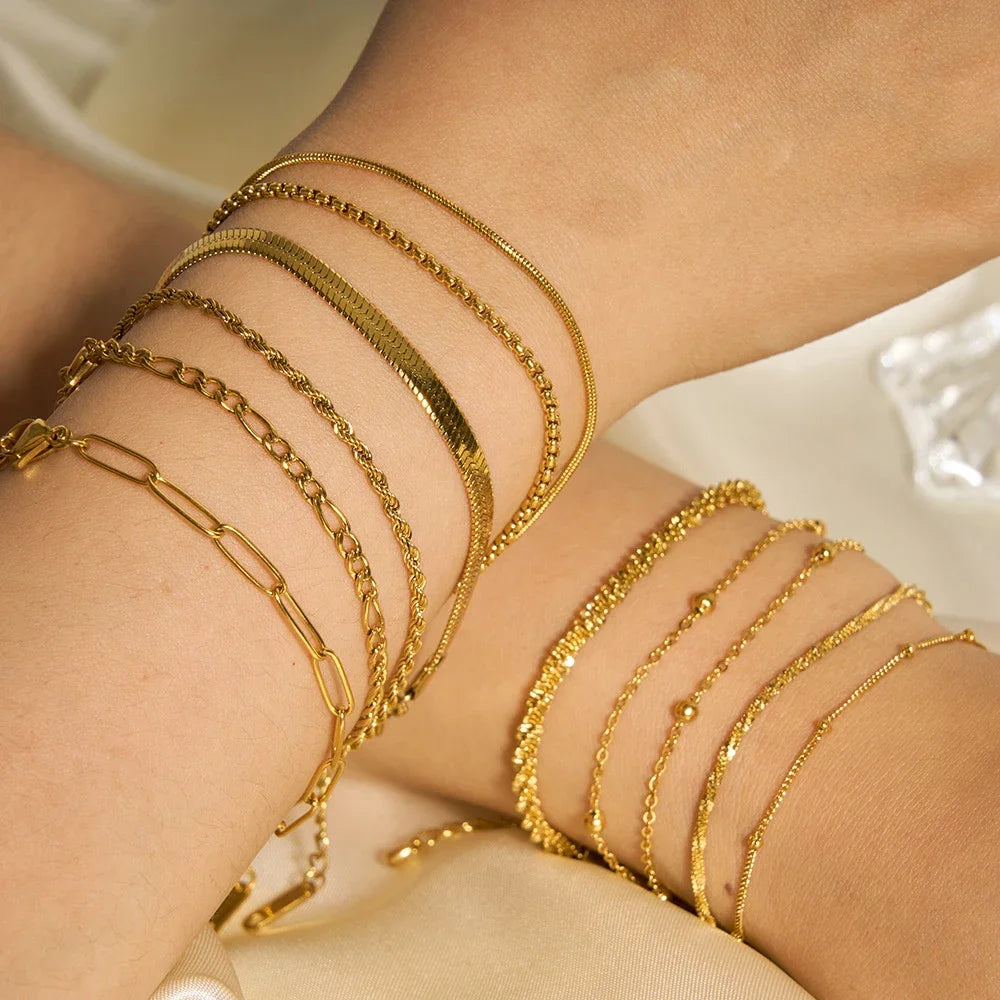 Gold Twist Cuban Chain Bracelet