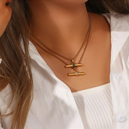 Minimalist Green Zircon Pendant Necklace