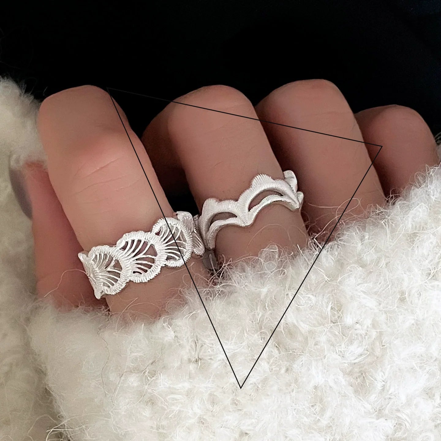925 Sterling Silver Flower Lace Ring