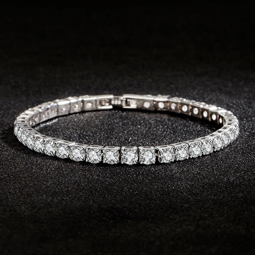 Silver Zircon Tennis Bracelet For Women