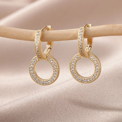Fashion Zircon Circle Drop Earring For Women