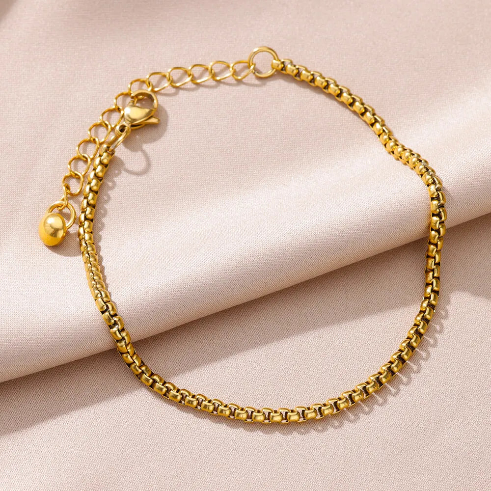 Gold Pearl Chain Anklet For Women
