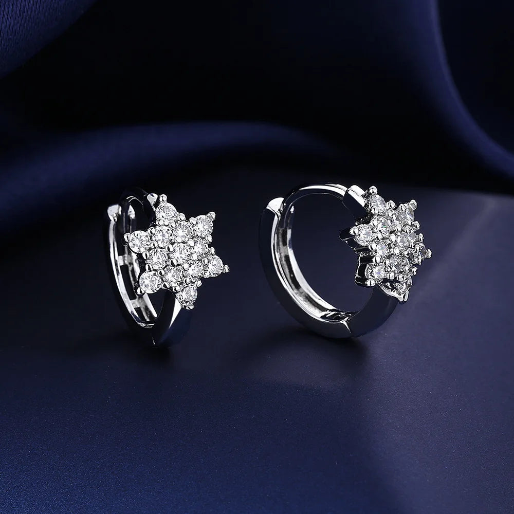 Sterling Silver Crystal CZ Stud Earrings