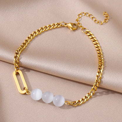 Gold Pearl Chain Anklet For Women