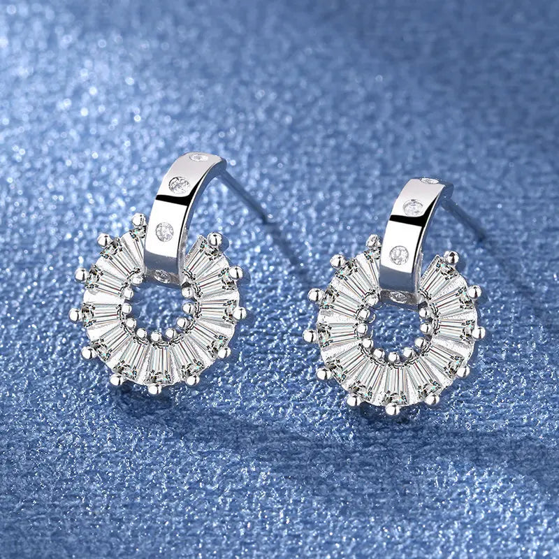 Sterling Silver Crystal CZ Stud Earrings
