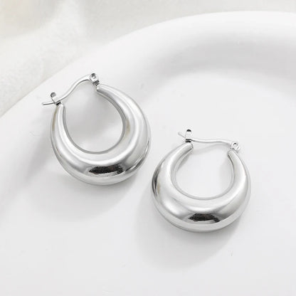 Fashion Glossy Stainless Steel Chunky Hoops
