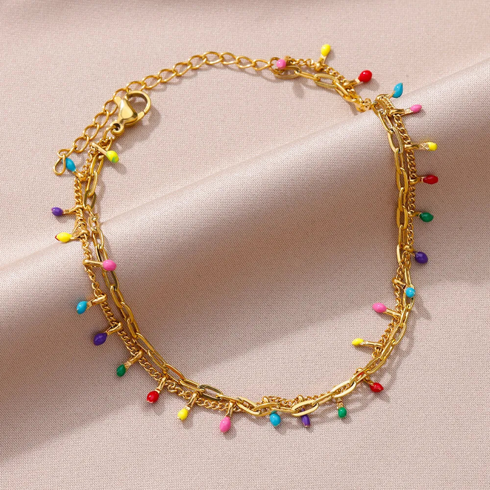 Gold Pearl Chain Anklet For Women