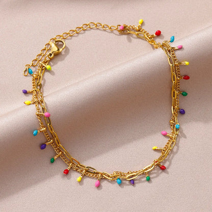 Gold Pearl Chain Anklet For Women
