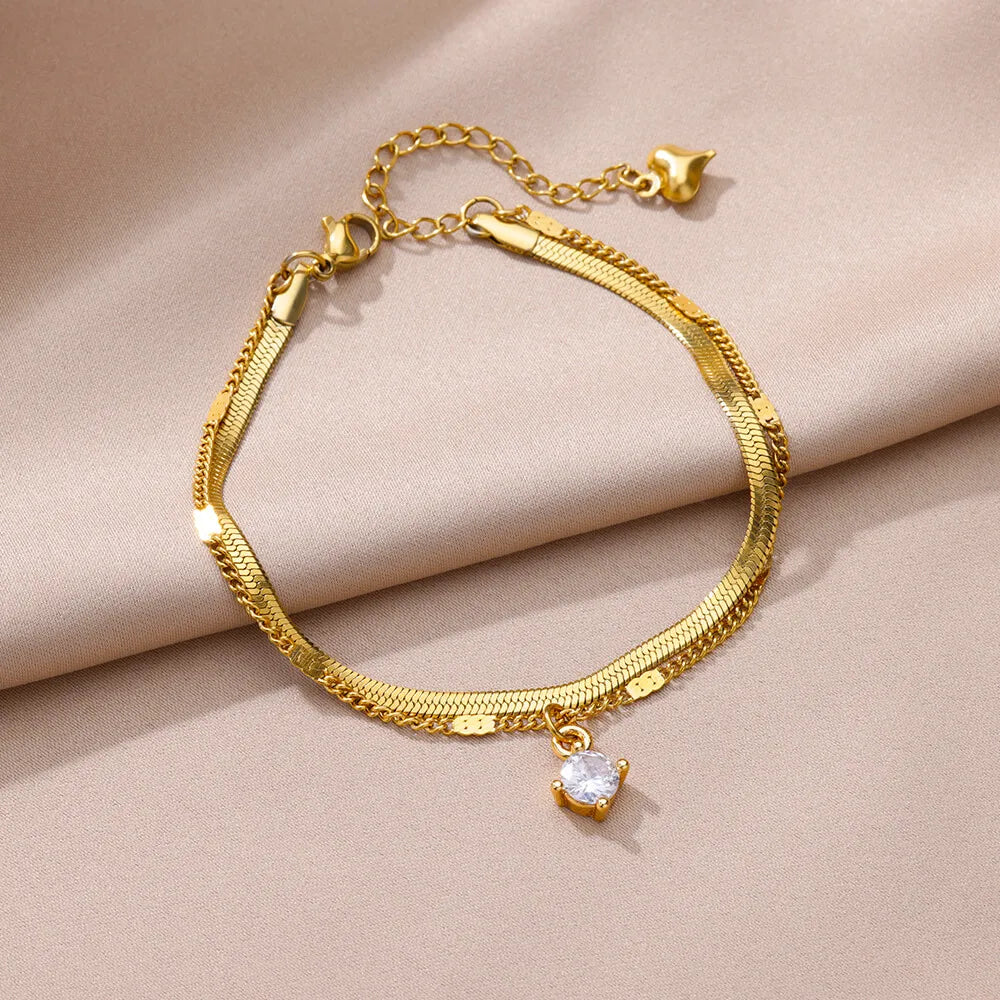 Gold Pearl Chain Anklet For Women