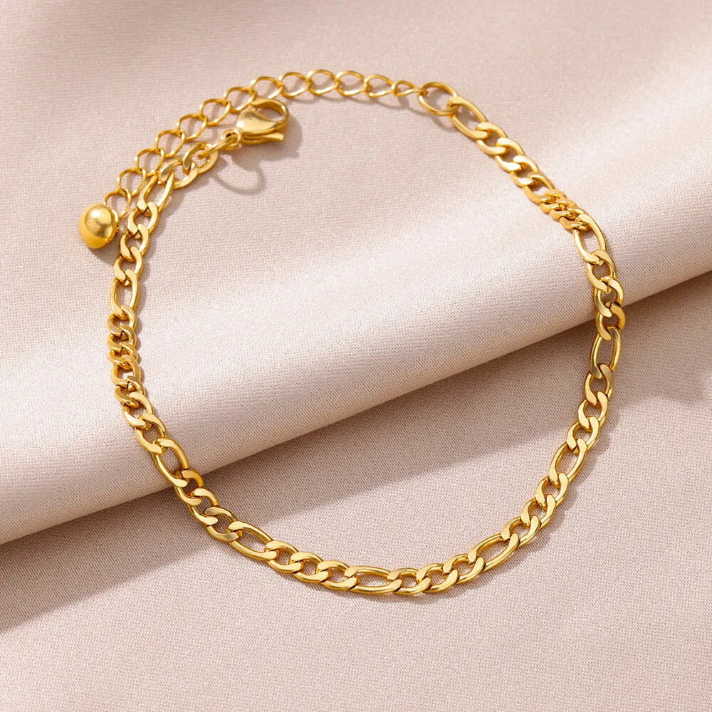 Gold Pearl Chain Anklet For Women