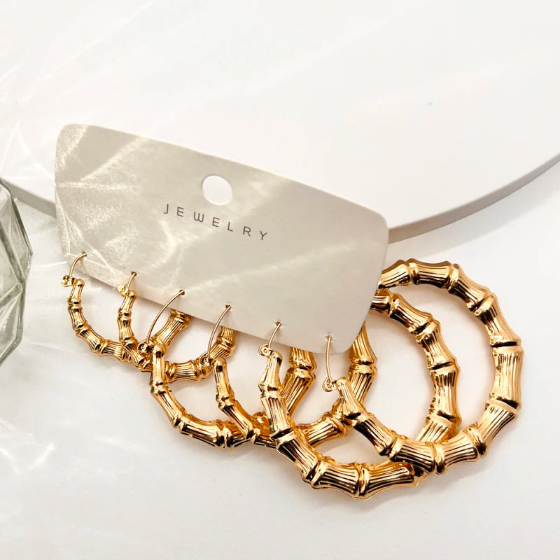 Gold Geometry Hoop Set