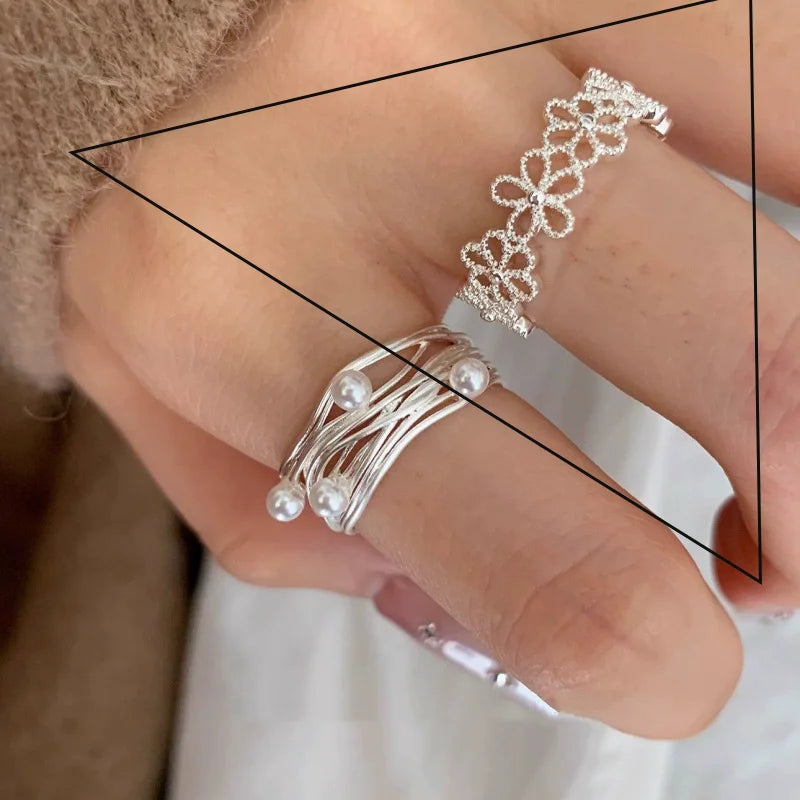 925 Sterling Silver Flower Lace Ring