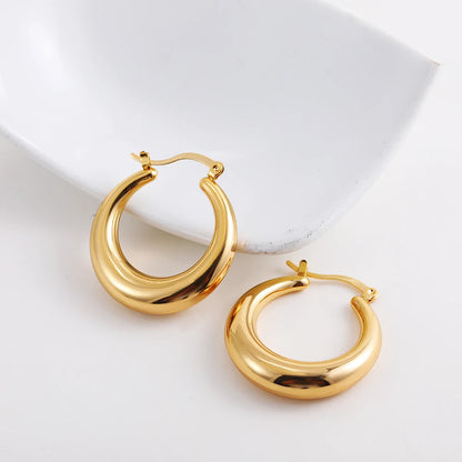 Fashion Glossy Stainless Steel Chunky Hoops