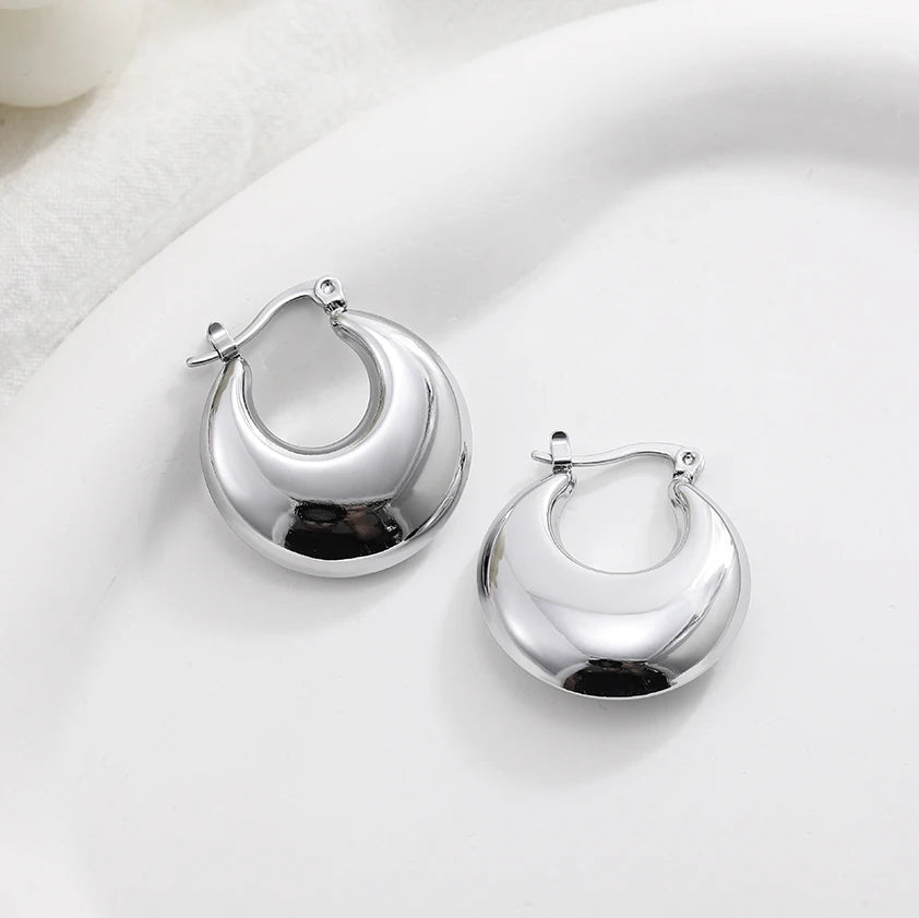 Fashion Glossy Stainless Steel Chunky Hoops
