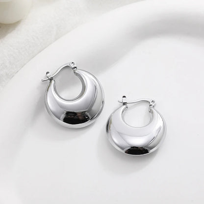 Fashion Glossy Stainless Steel Chunky Hoops