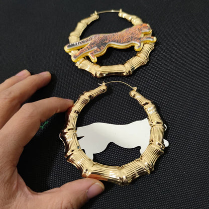 Leopard Bamboo Hoops