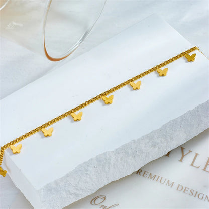 Stainless Steel Gold Color Butterfly Anklets For Women