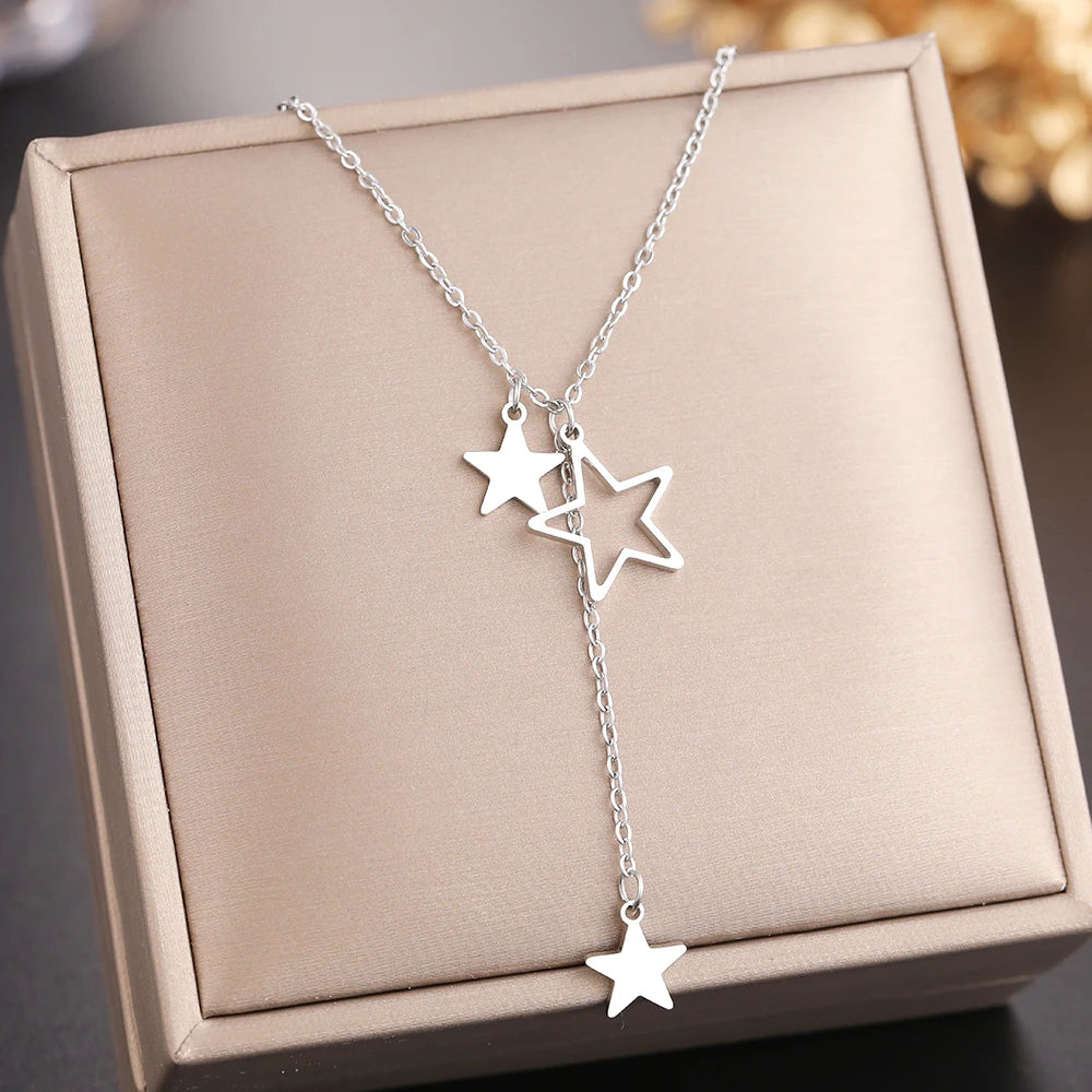 Stainless Steel Star Tassel Necklace