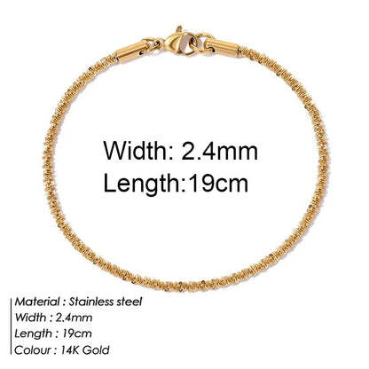 Gold Twist Cuban Chain Bracelet