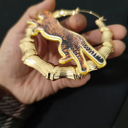 Leopard Bamboo Hoops