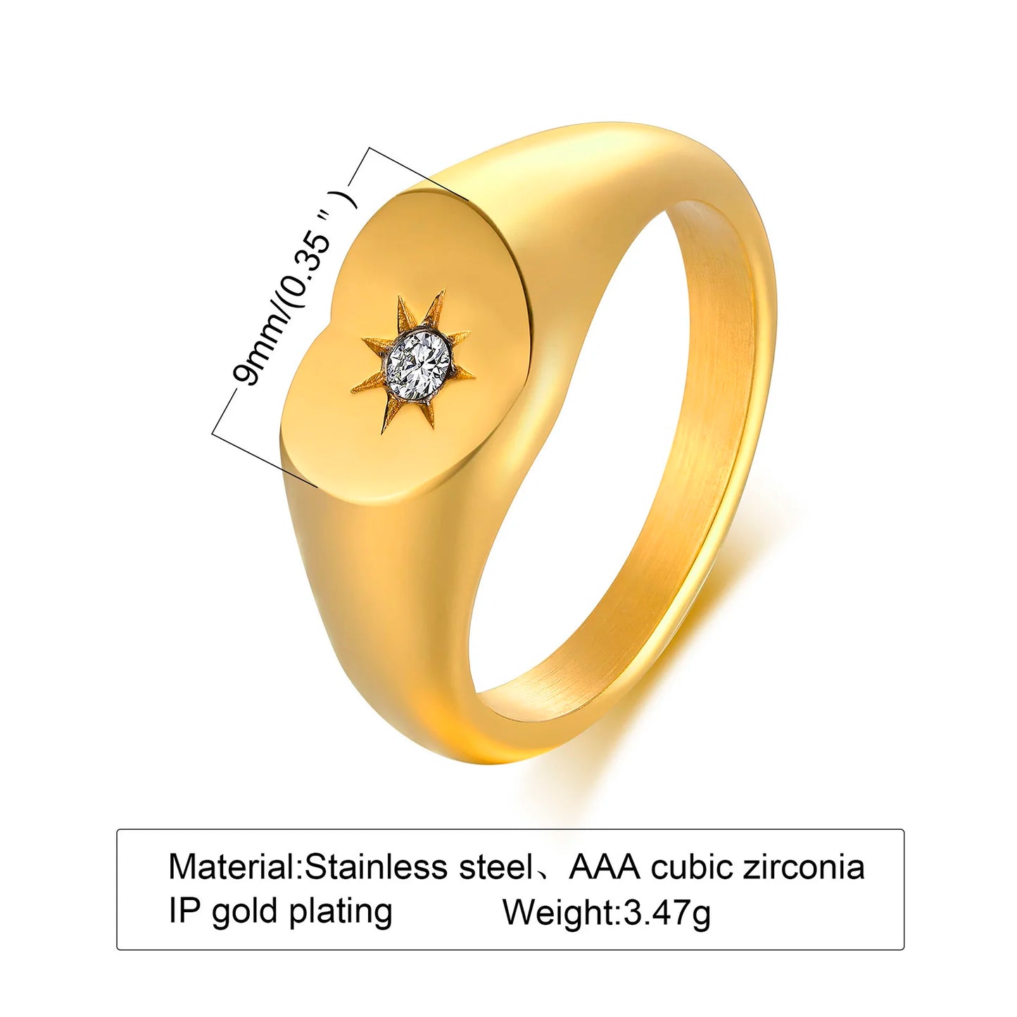 Stainless Steel Sunshine Signet Pinky Ring