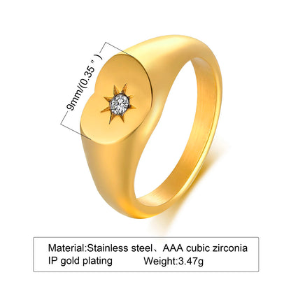 Stainless Steel Sunshine Signet Pinky Ring
