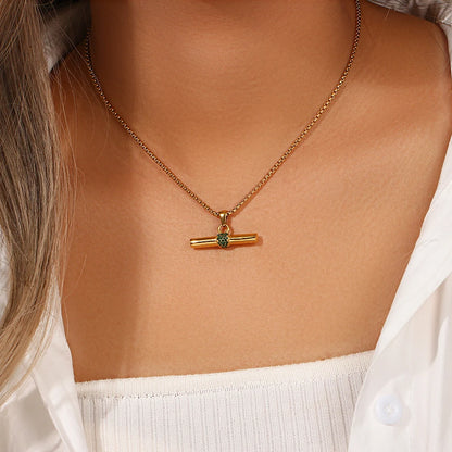 Minimalist Green Zircon Pendant Necklace