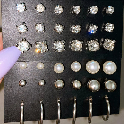 Women’s Pearl & Stud Earrings Set