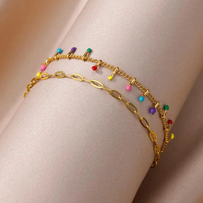 Gold Pearl Chain Anklet For Women